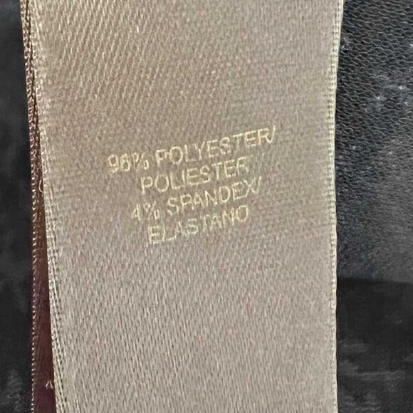 Liz Claiborne Navy Leaf Print Midi Dress Medium Stretch V-Neck - Picture 7 of 8